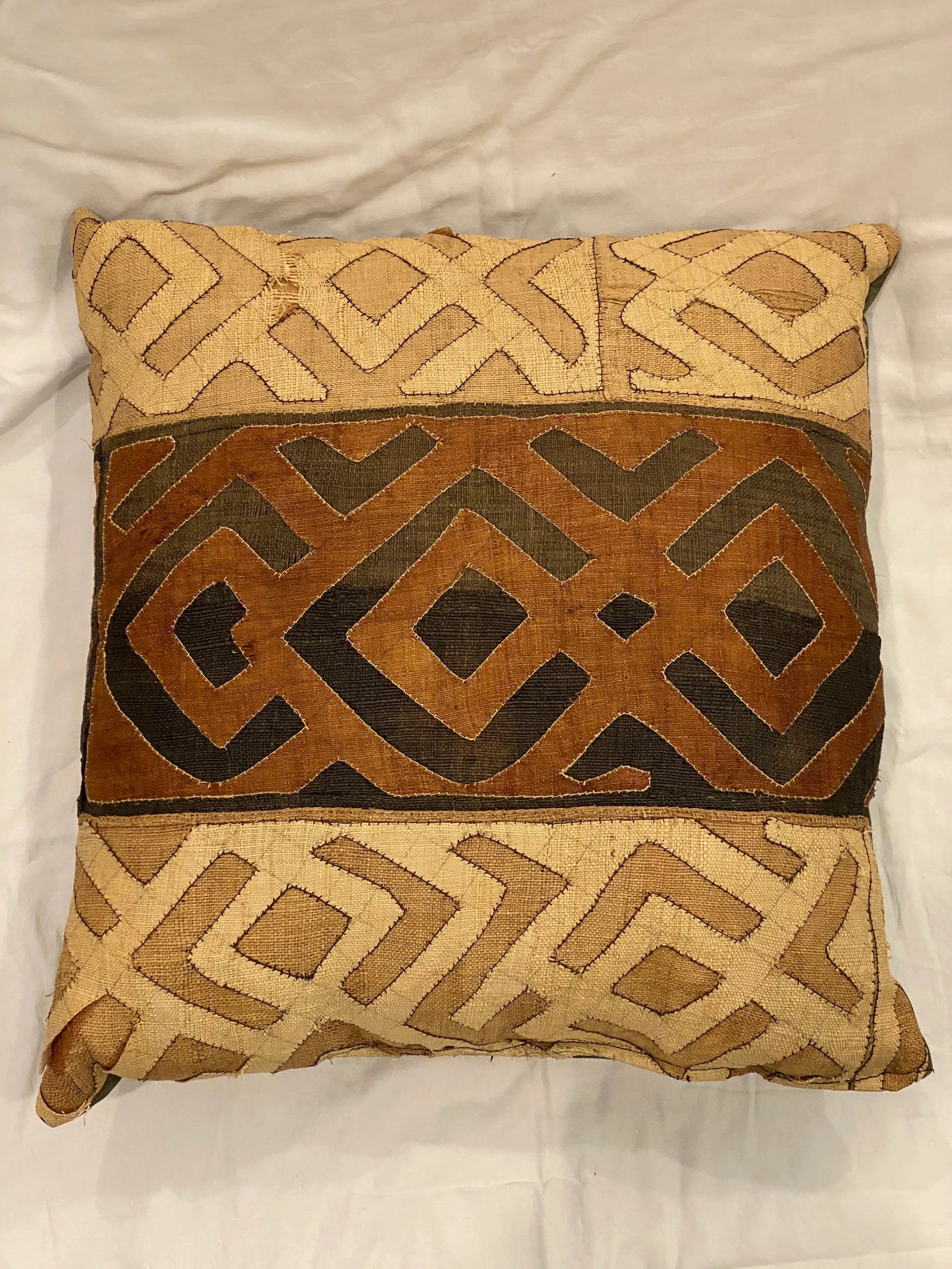 Throw Pillow Made from 19th Century Kuba Textile - 8