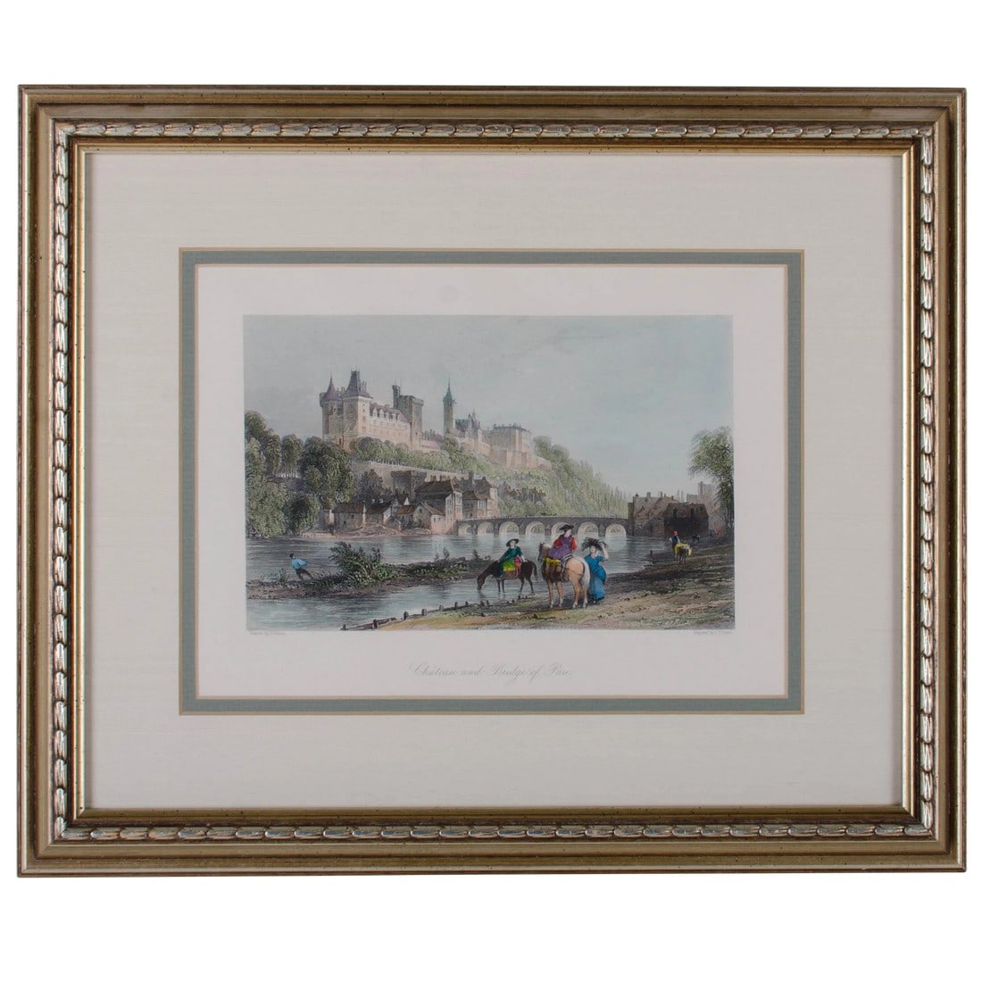 1841 Chateau and Bridge of Pau Steel Engraving (1 of 3)