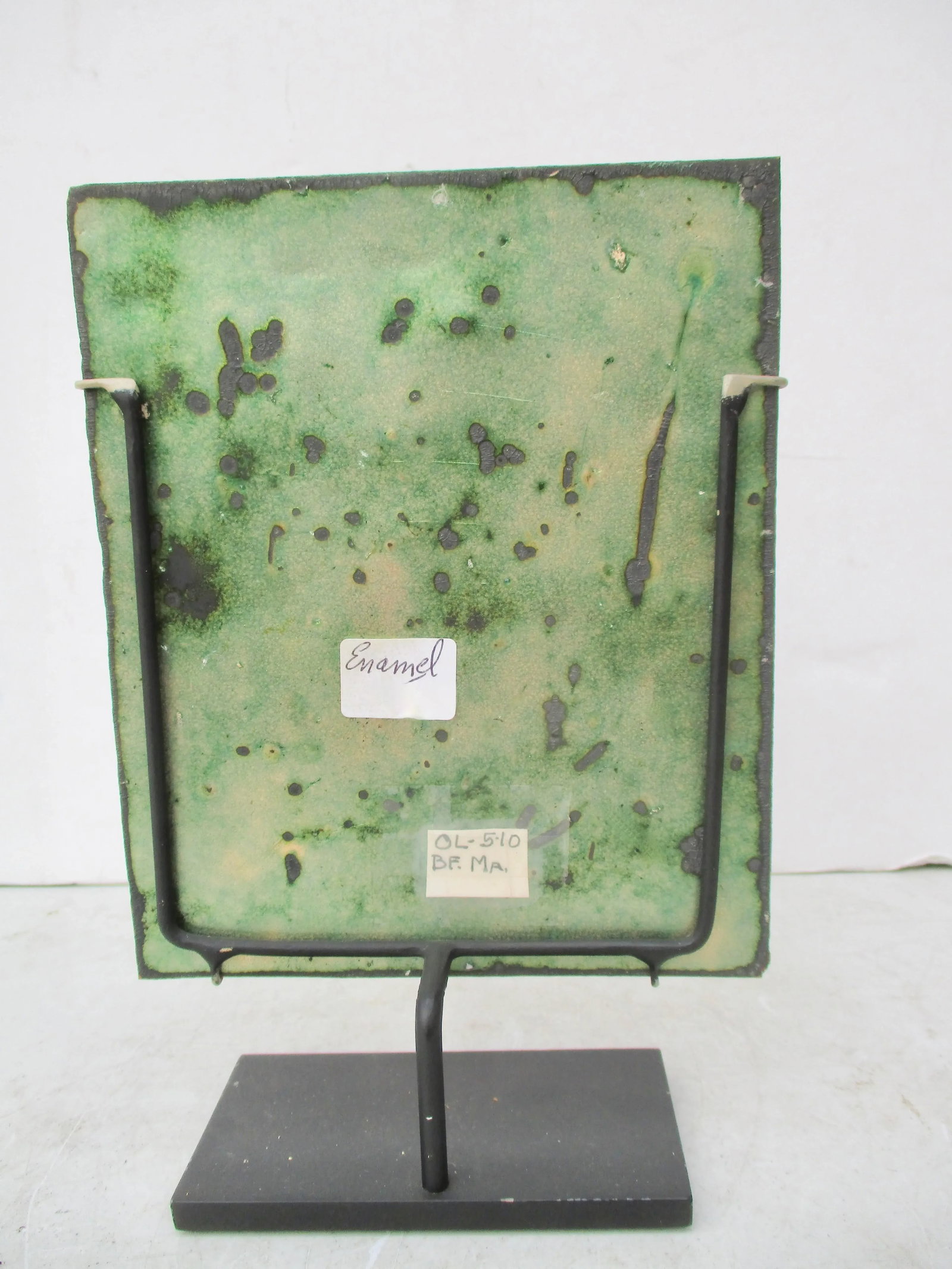Mid-Century Enamel Painting on Copper Now Mounted to Stand - 4