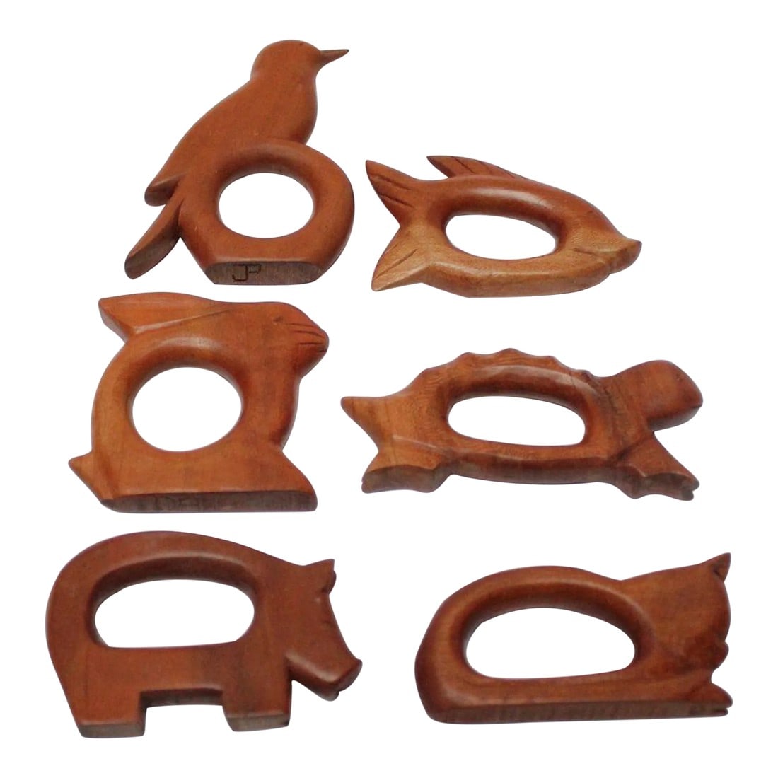 Set of Six Vintage Figural Wooden Animal Napkin Holders (1 of 12)