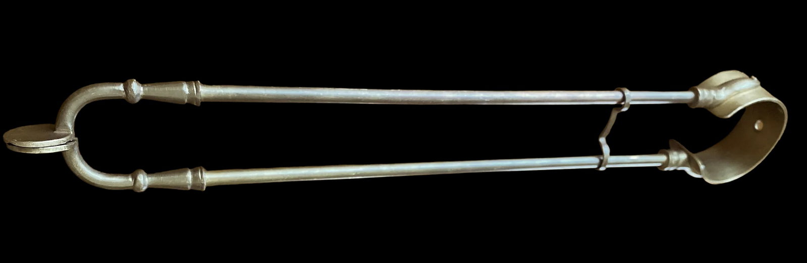 Antique 1900s Brass Fireplace Wood Coal Tongs - 4