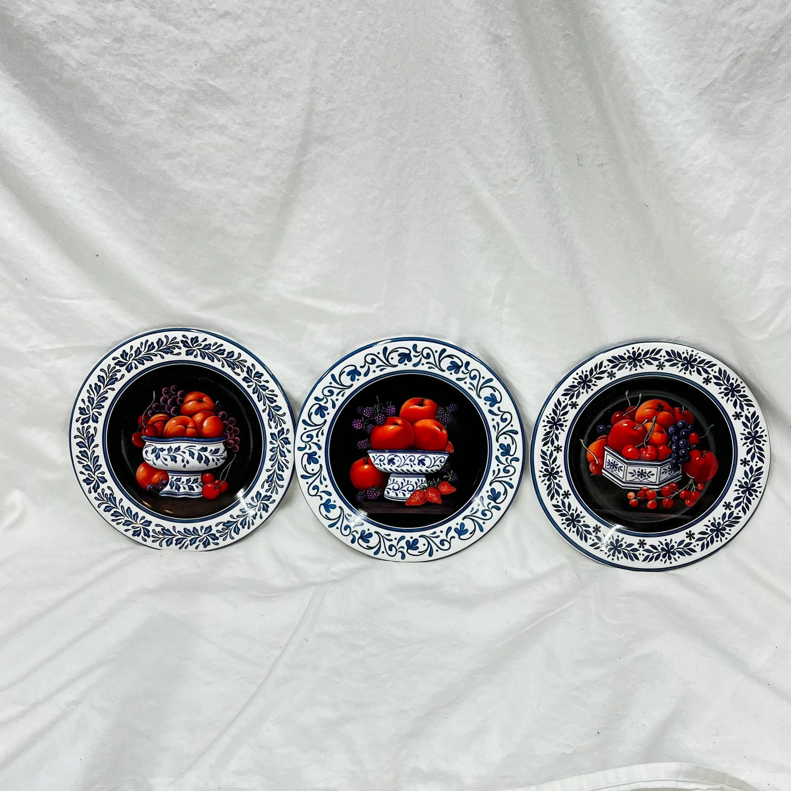 Italian Blue and White 8" Decorative Plates - Set of 3 - 3