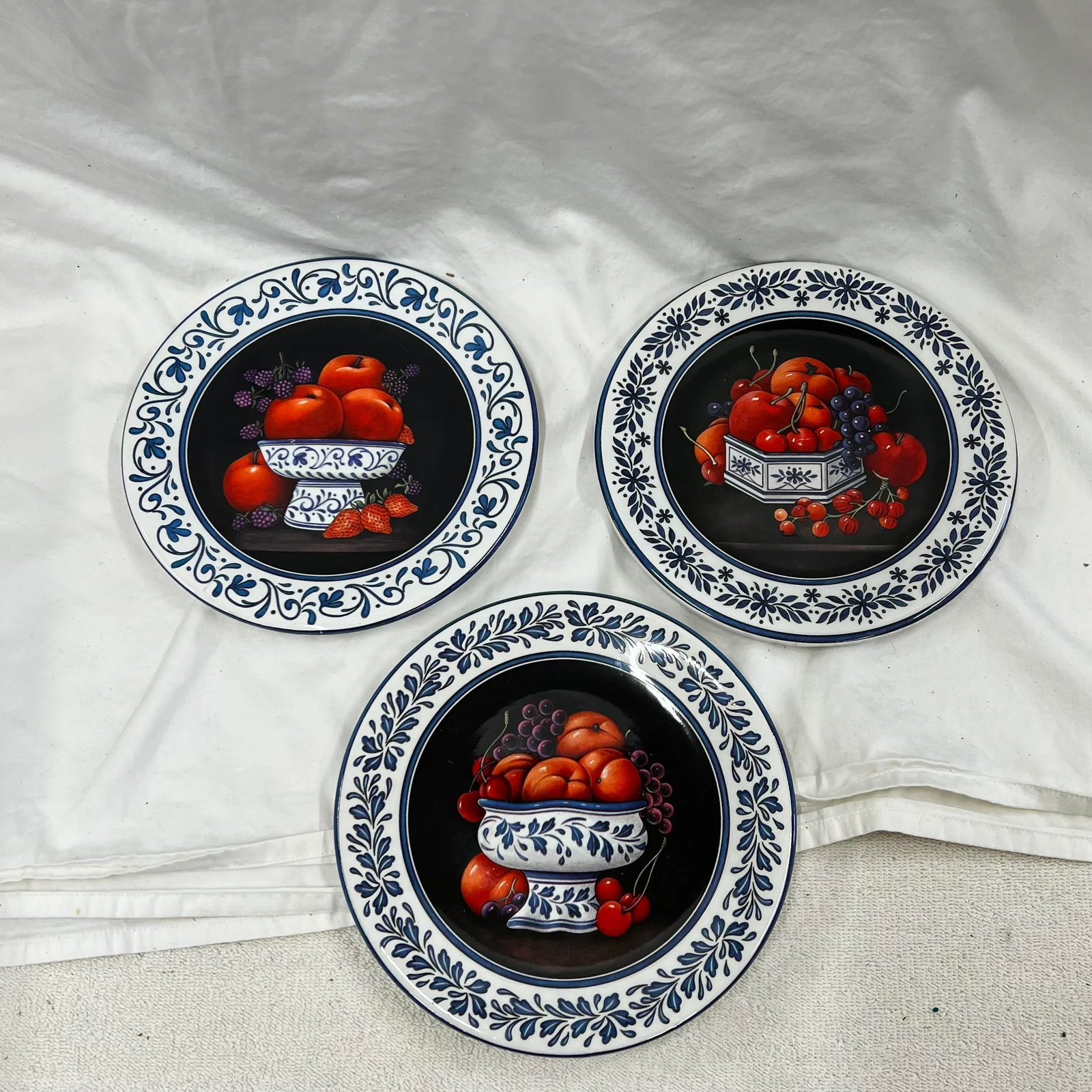 Italian Blue and White 8" Decorative Plates - Set of 3 - 7