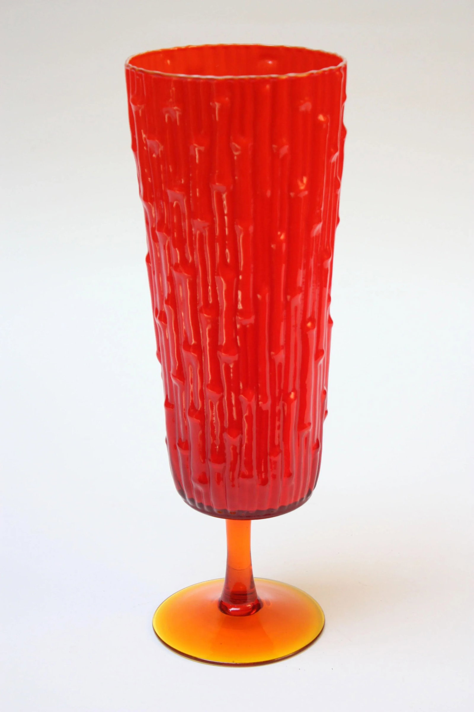 Mid Century Amberina Italian Art Glass 'Faux Bamboo' Vase - 10