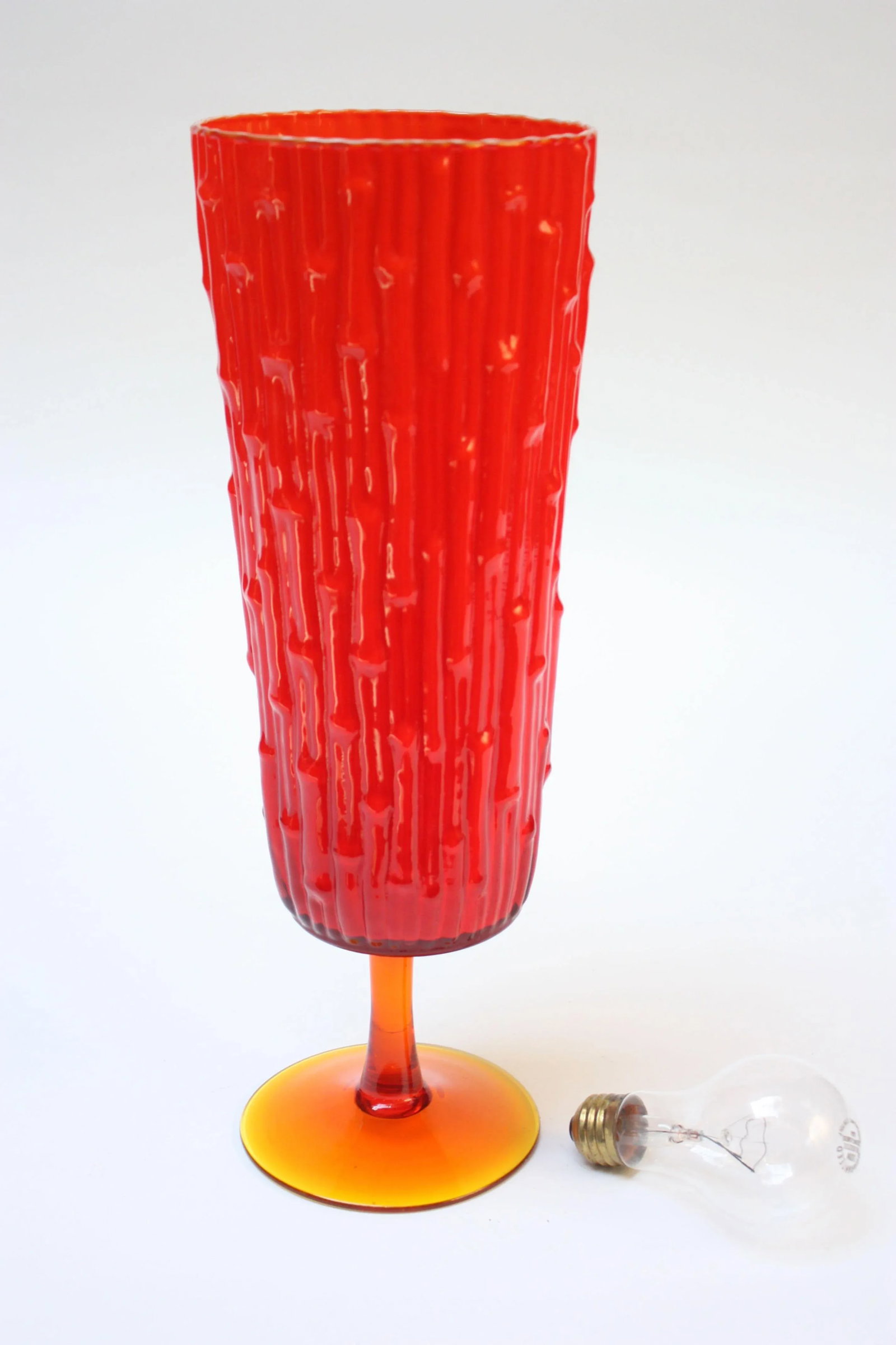 Mid Century Amberina Italian Art Glass 'Faux Bamboo' Vase - 2
