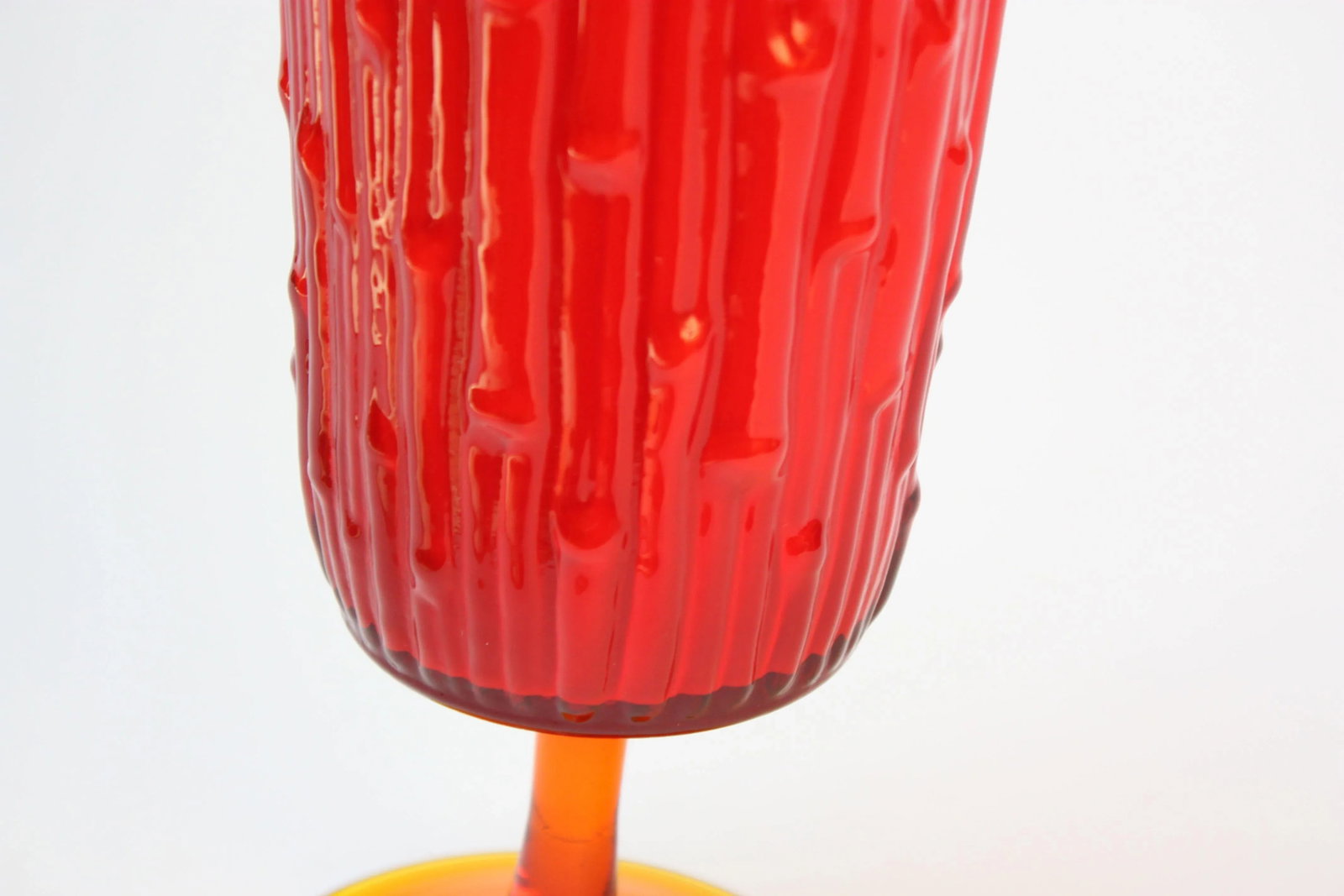 Mid Century Amberina Italian Art Glass 'Faux Bamboo' Vase - 5