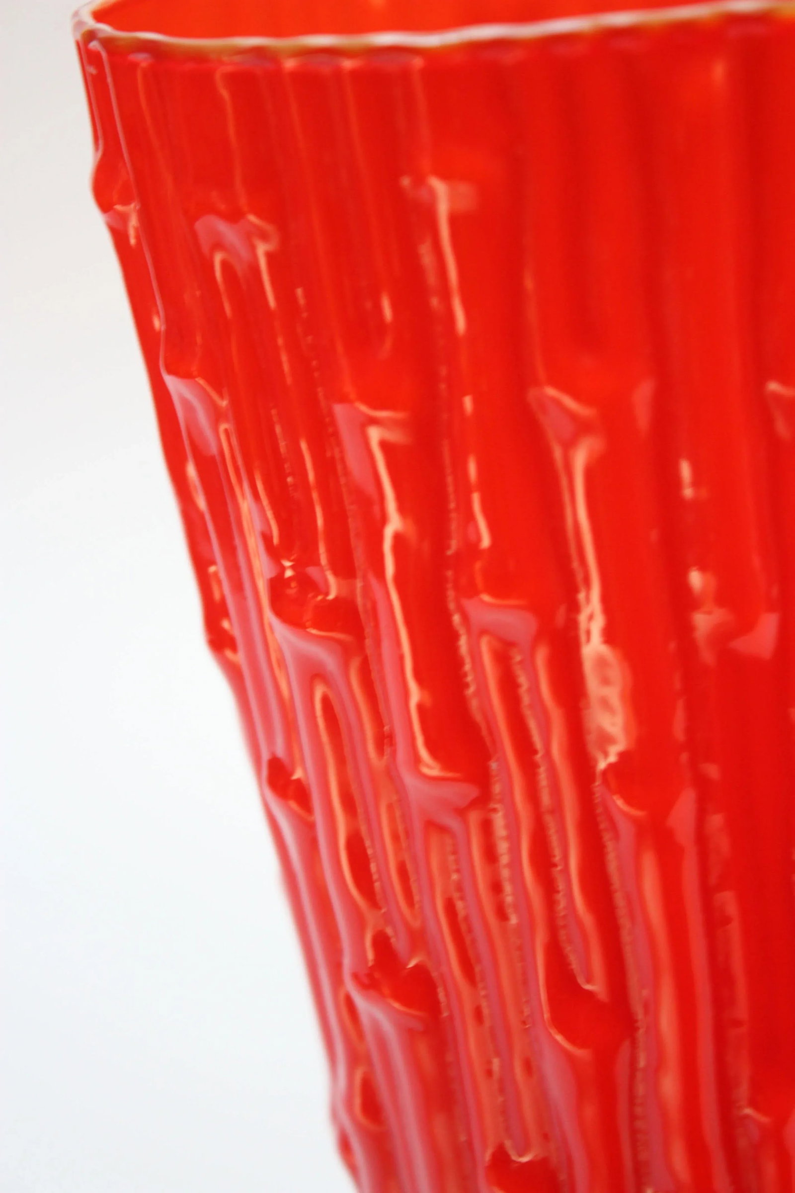 Mid Century Amberina Italian Art Glass 'Faux Bamboo' Vase - 7