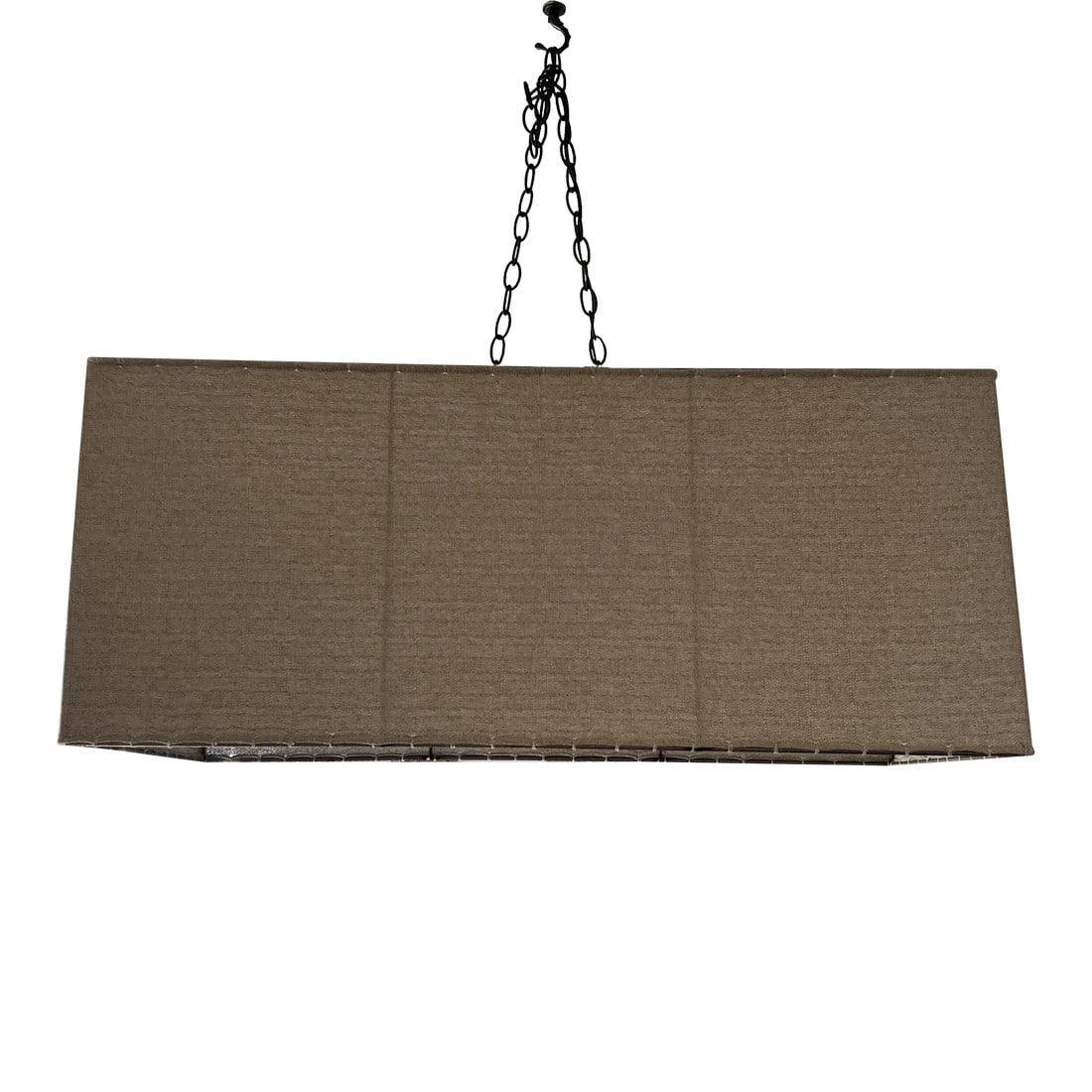 Mid 20th Century Rectangular Minimalist Linen Chandelier With Double Bulb: This chandelier is minimalist in design. It's double bulb makes it unique and adds bright light when necessary. Add a dimmer for entertaining. Condition: Alterations: Original Condition Unaltered Impe