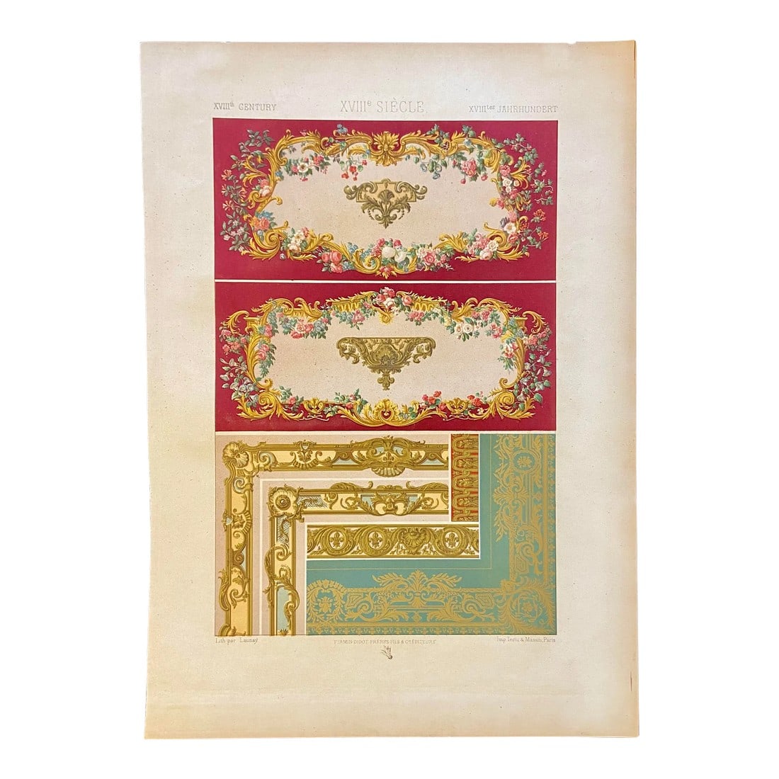 1870 French Decorator Rococo Motifs, Xviii Siecle, Auguste Racinet (1 of 5)