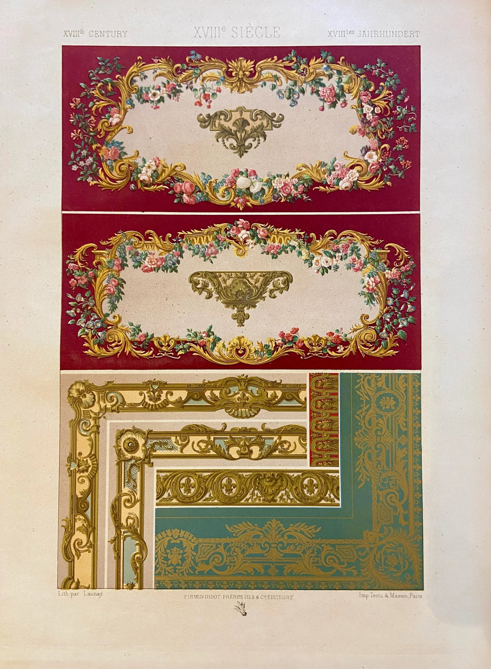1870 French Decorator Rococo Motifs, Xviii Siecle, Auguste Racinet - 2