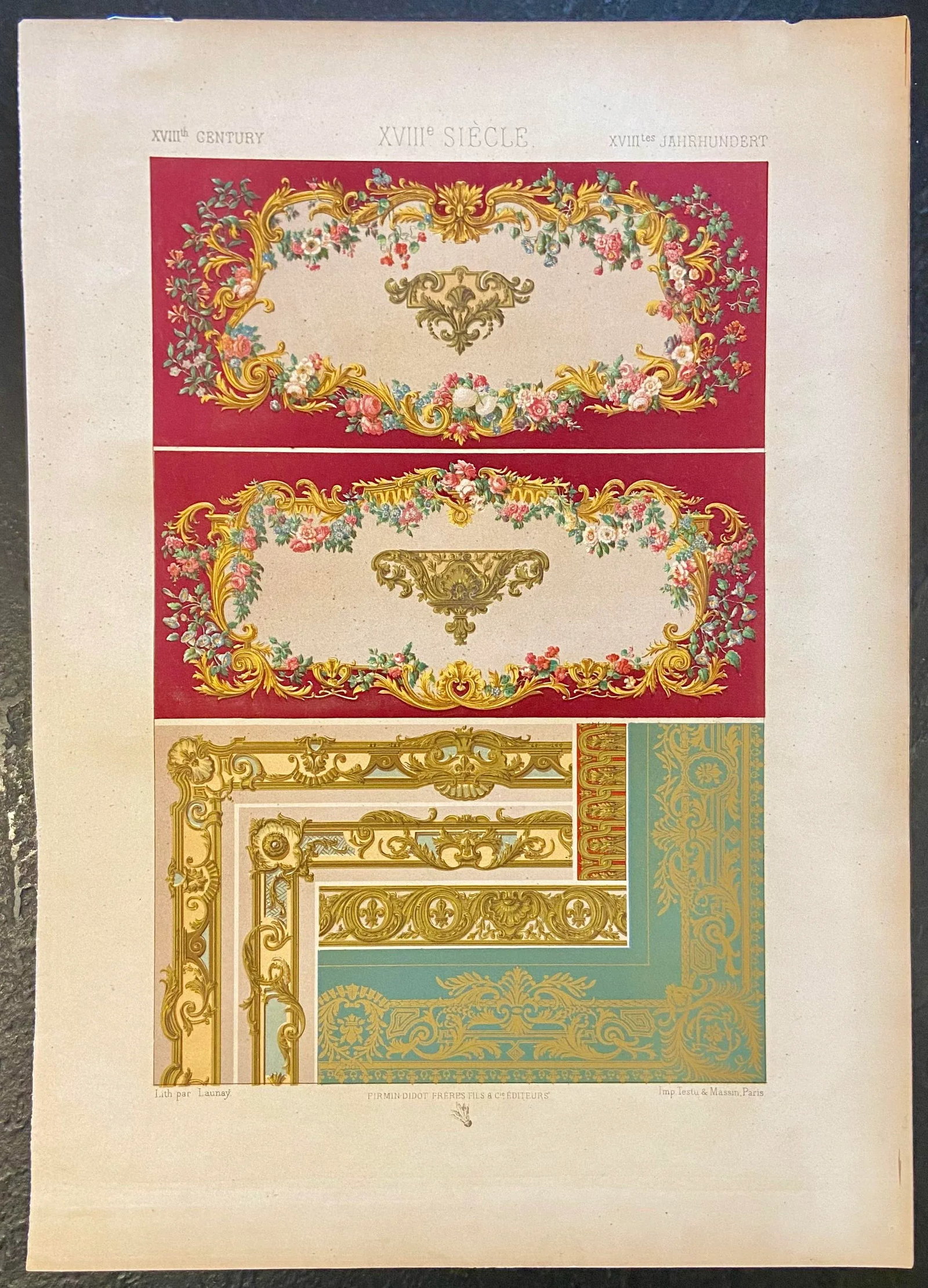 1870 French Decorator Rococo Motifs, Xviii Siecle, Auguste Racinet - 5