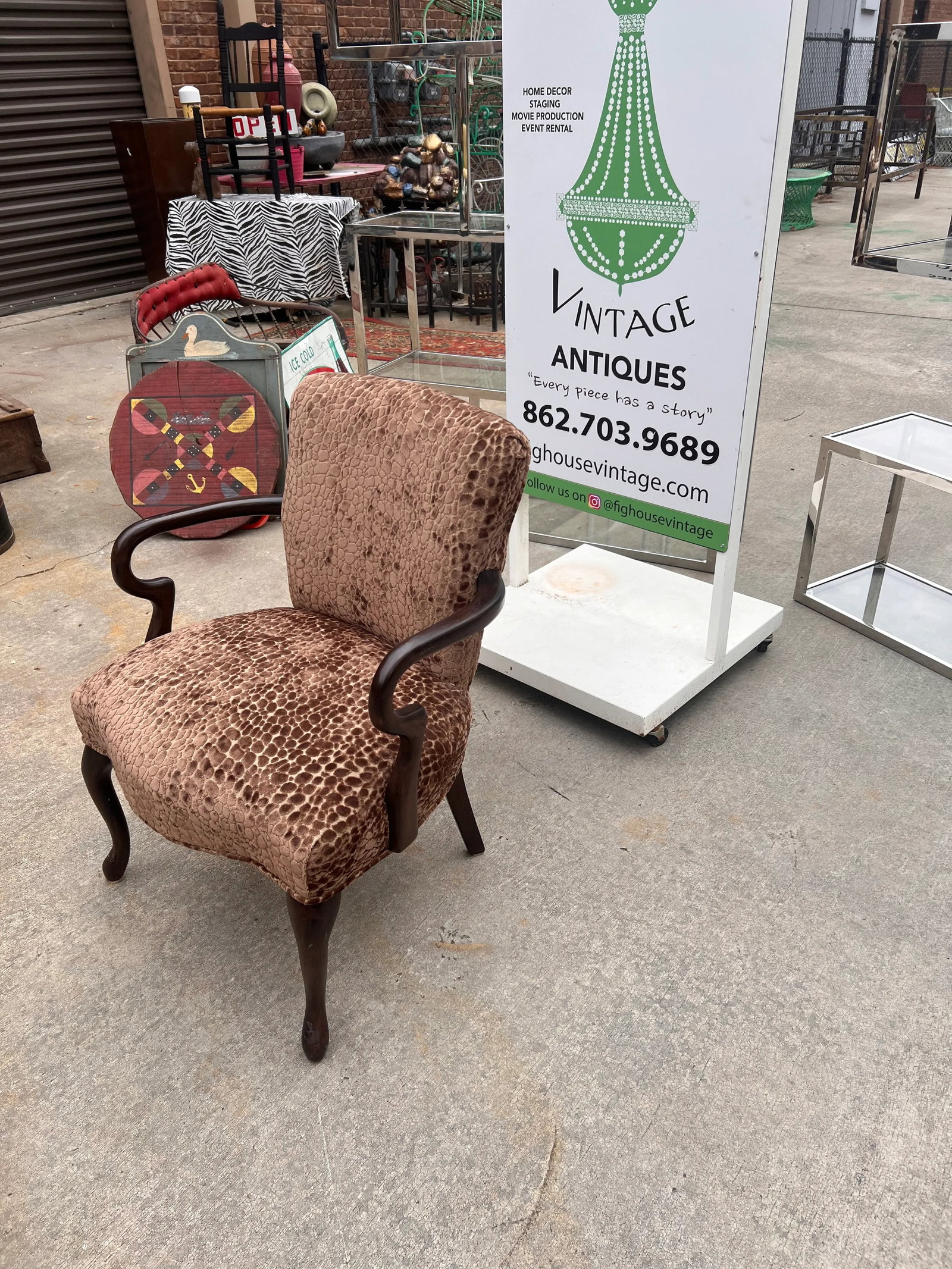 1940s Cheetah Textile Wooden Chair - 3