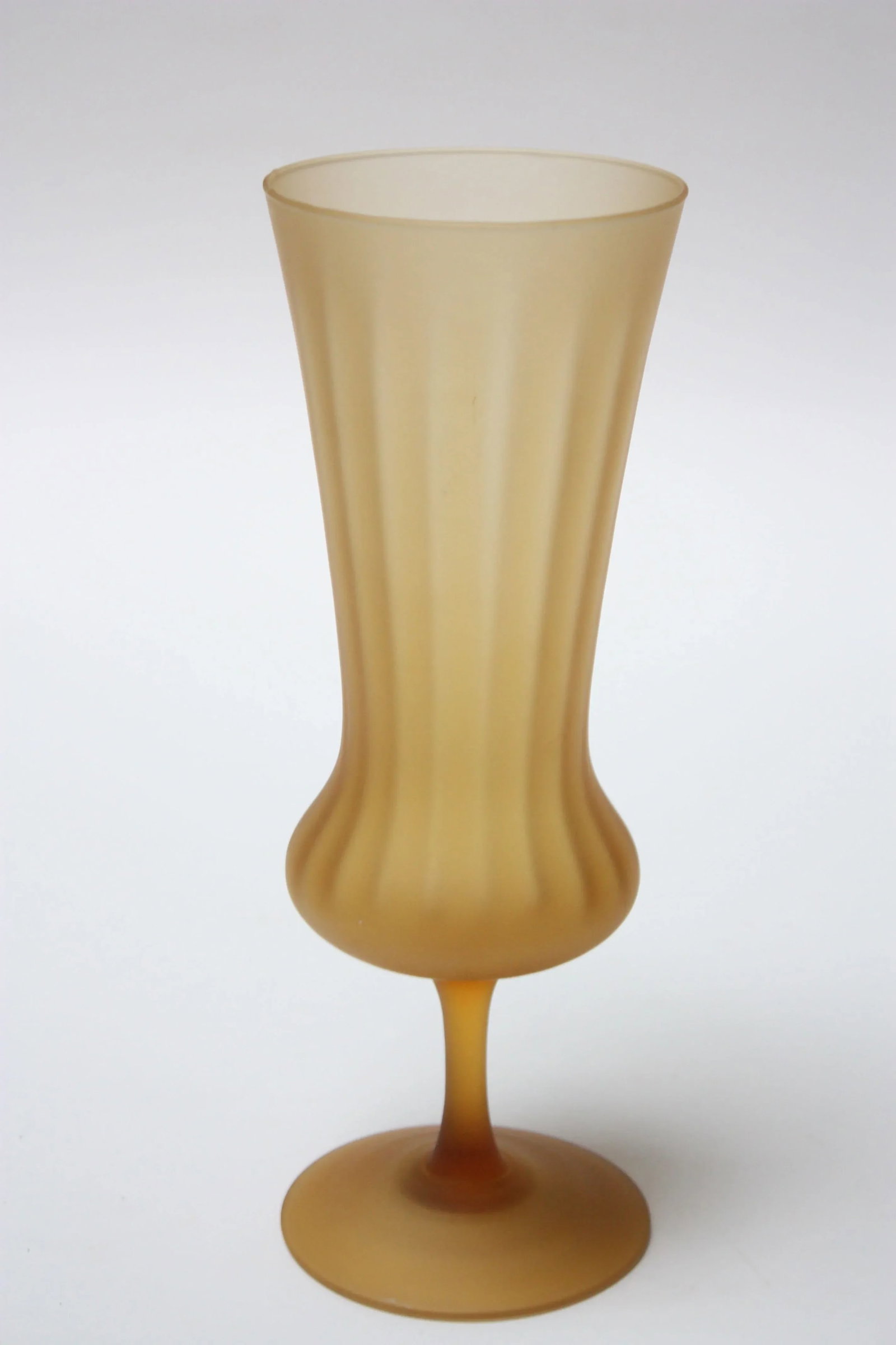 Vintage Italian Honey Amber Frosted Glass Vase - 11