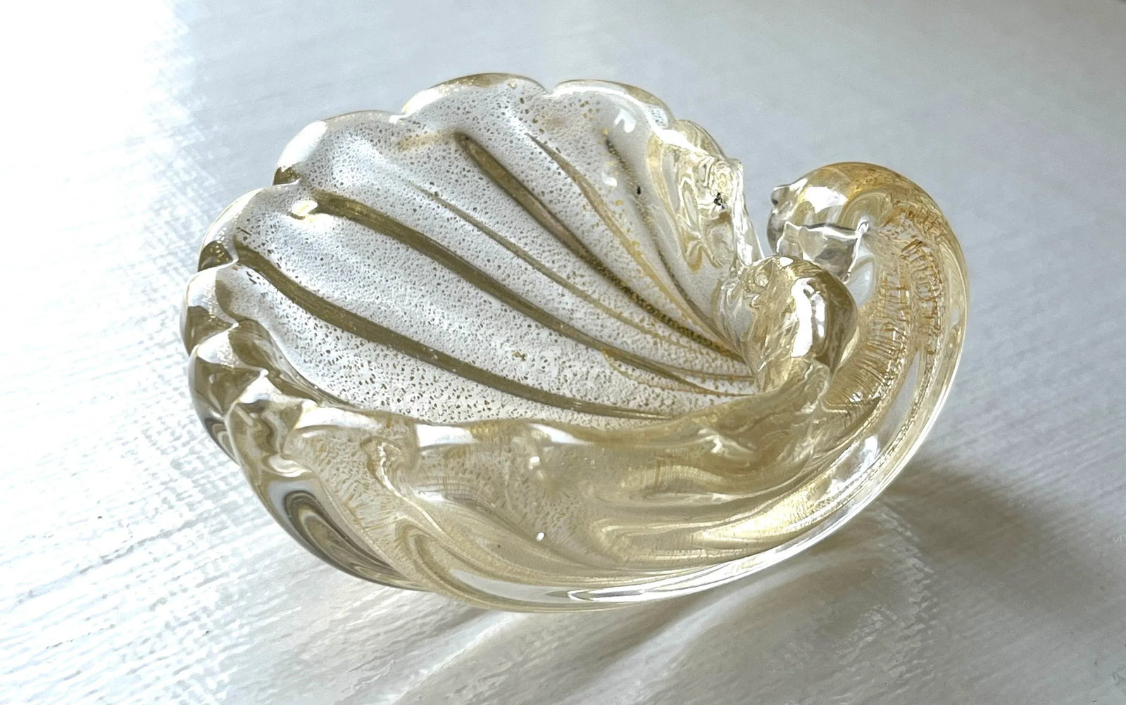 Set/6 Murano Gold Leaf Shell Shaped Salt Cellars, Nut Bowls - 10