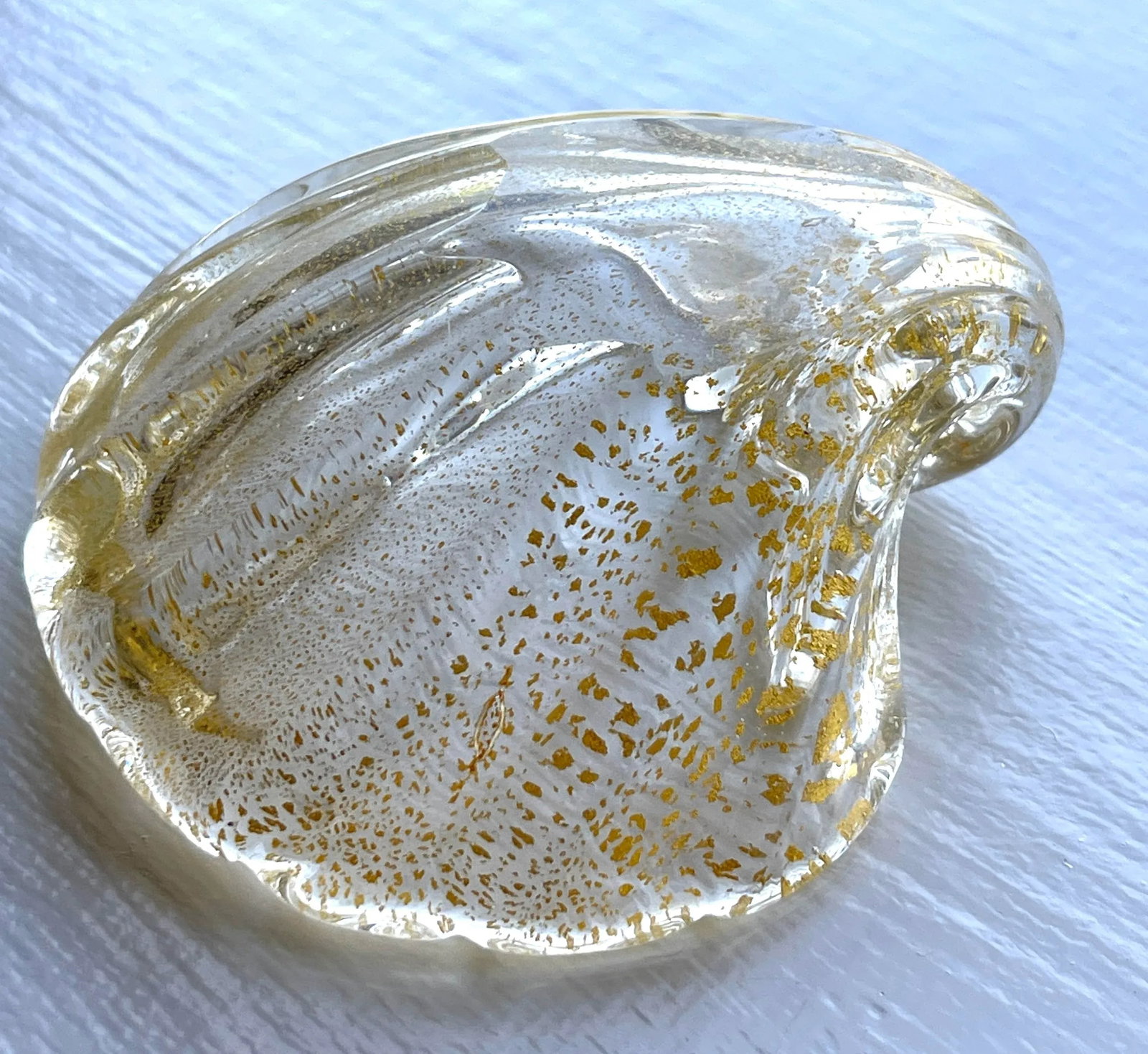 Set/6 Murano Gold Leaf Shell Shaped Salt Cellars, Nut Bowls - 5