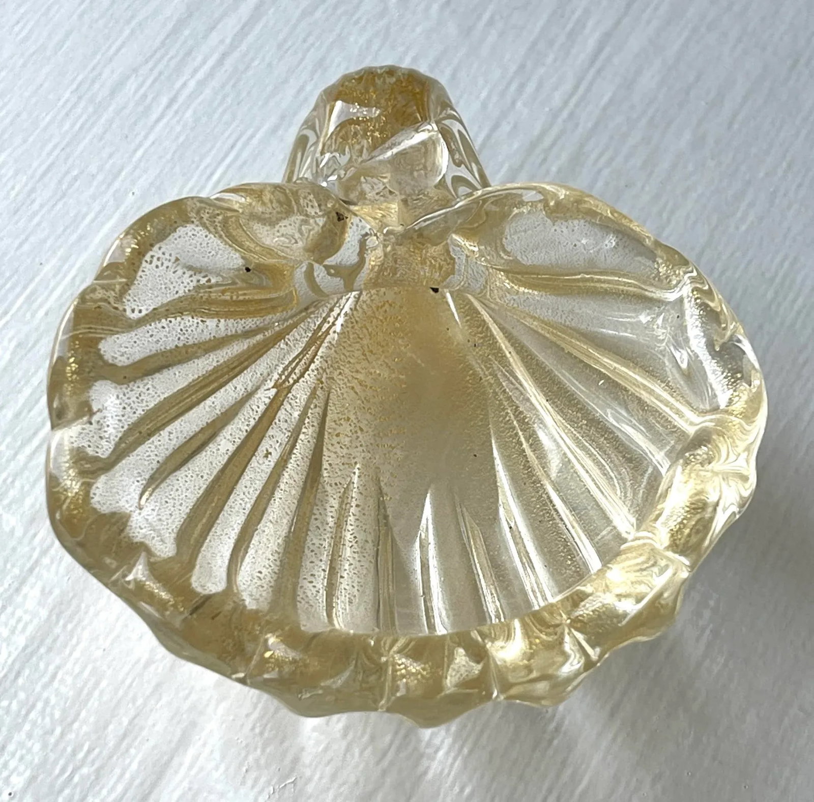 Set/6 Murano Gold Leaf Shell Shaped Salt Cellars, Nut Bowls - 9
