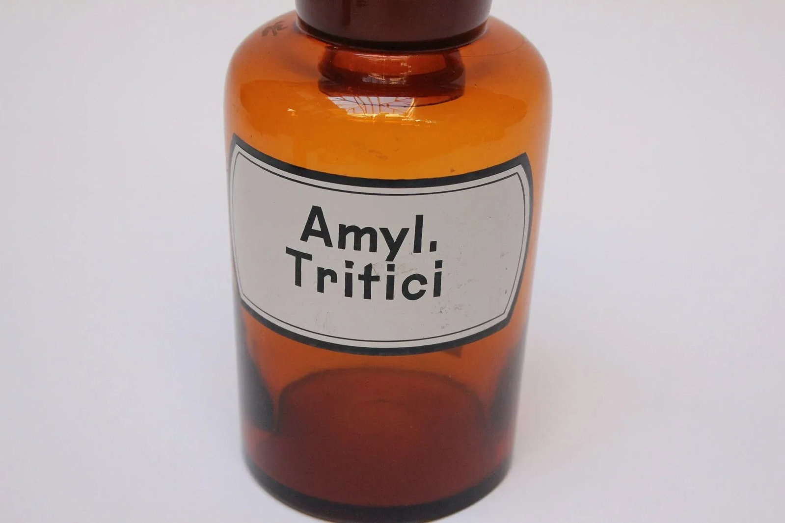 Vintage German Amber Glass "Amylum Tritici" Apothecary Bottle - 11