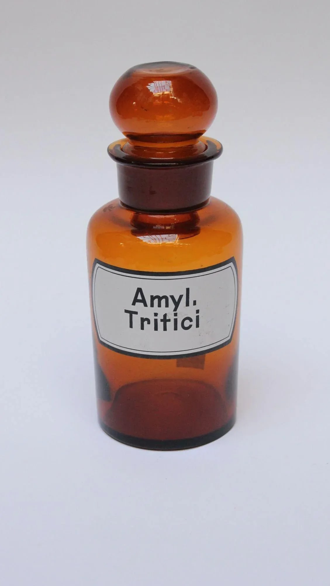 Vintage German Amber Glass "Amylum Tritici" Apothecary Bottle - 13