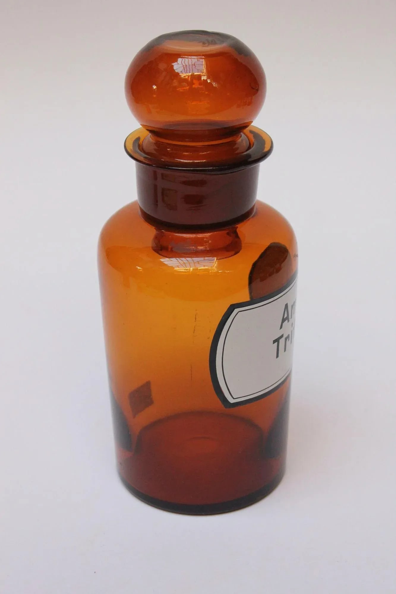 Vintage German Amber Glass "Amylum Tritici" Apothecary Bottle - 2