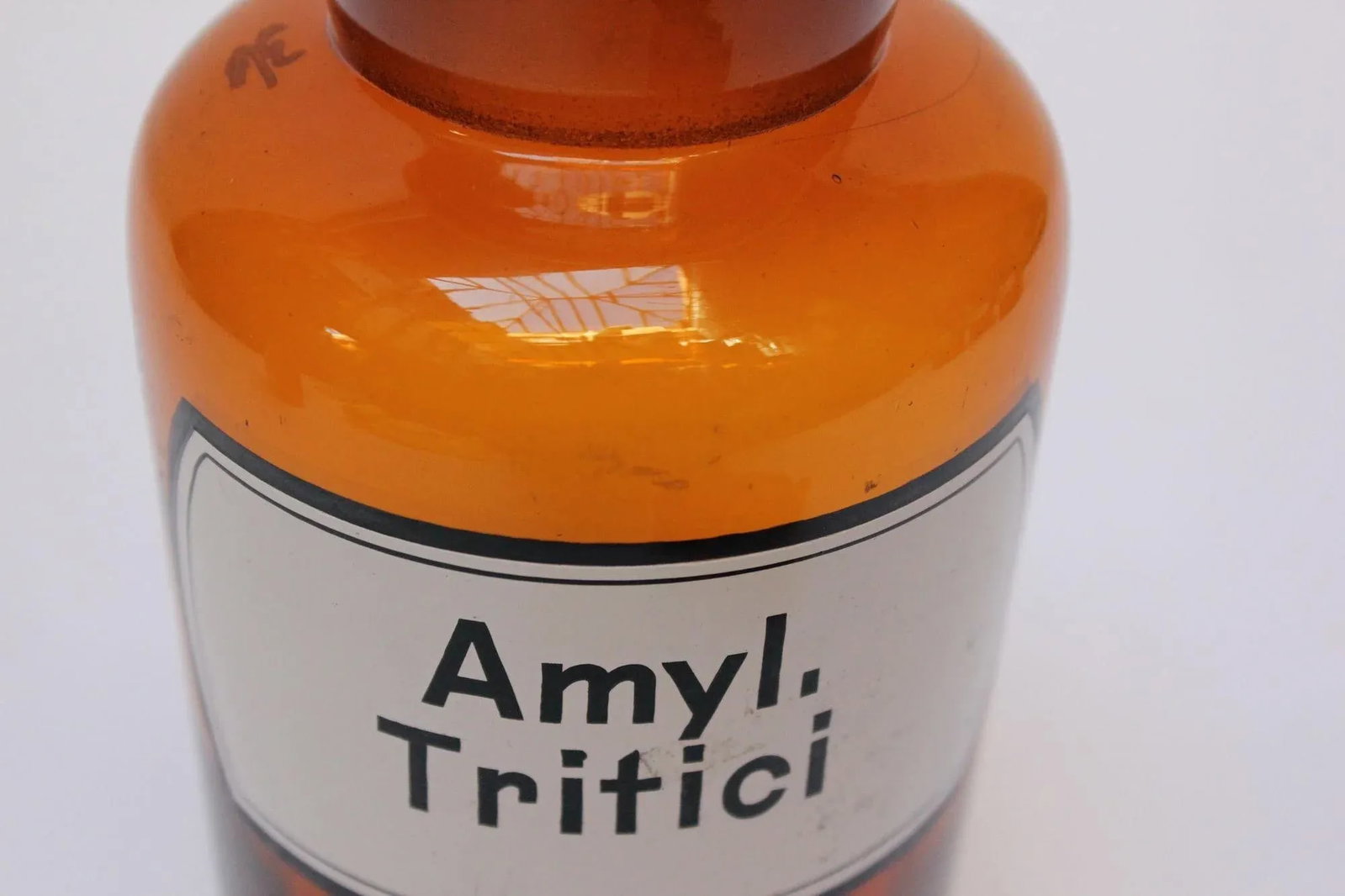 Vintage German Amber Glass "Amylum Tritici" Apothecary Bottle - 7