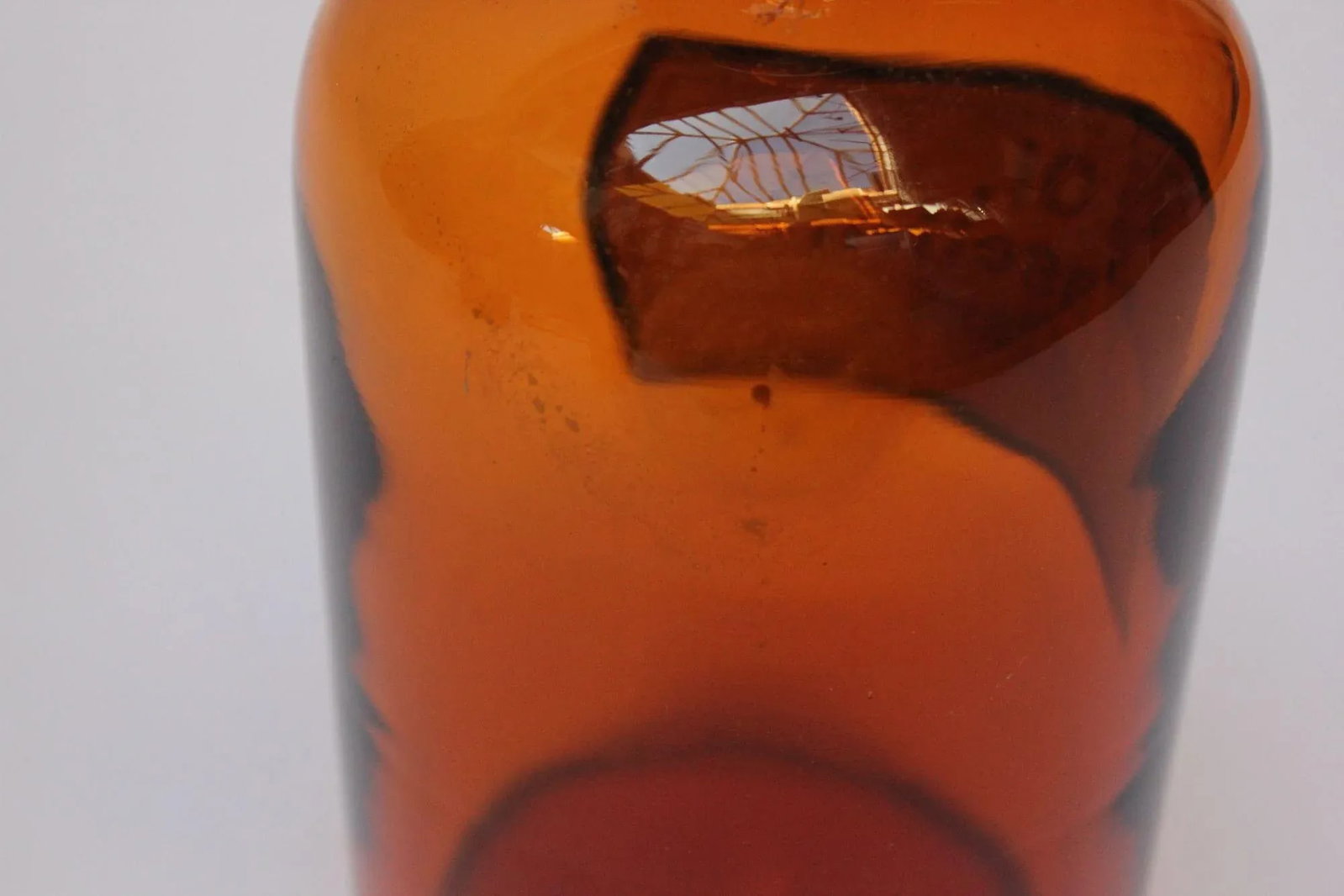 Vintage German Amber Glass "Ol. Vaselini" Apothecary Bottle - 11