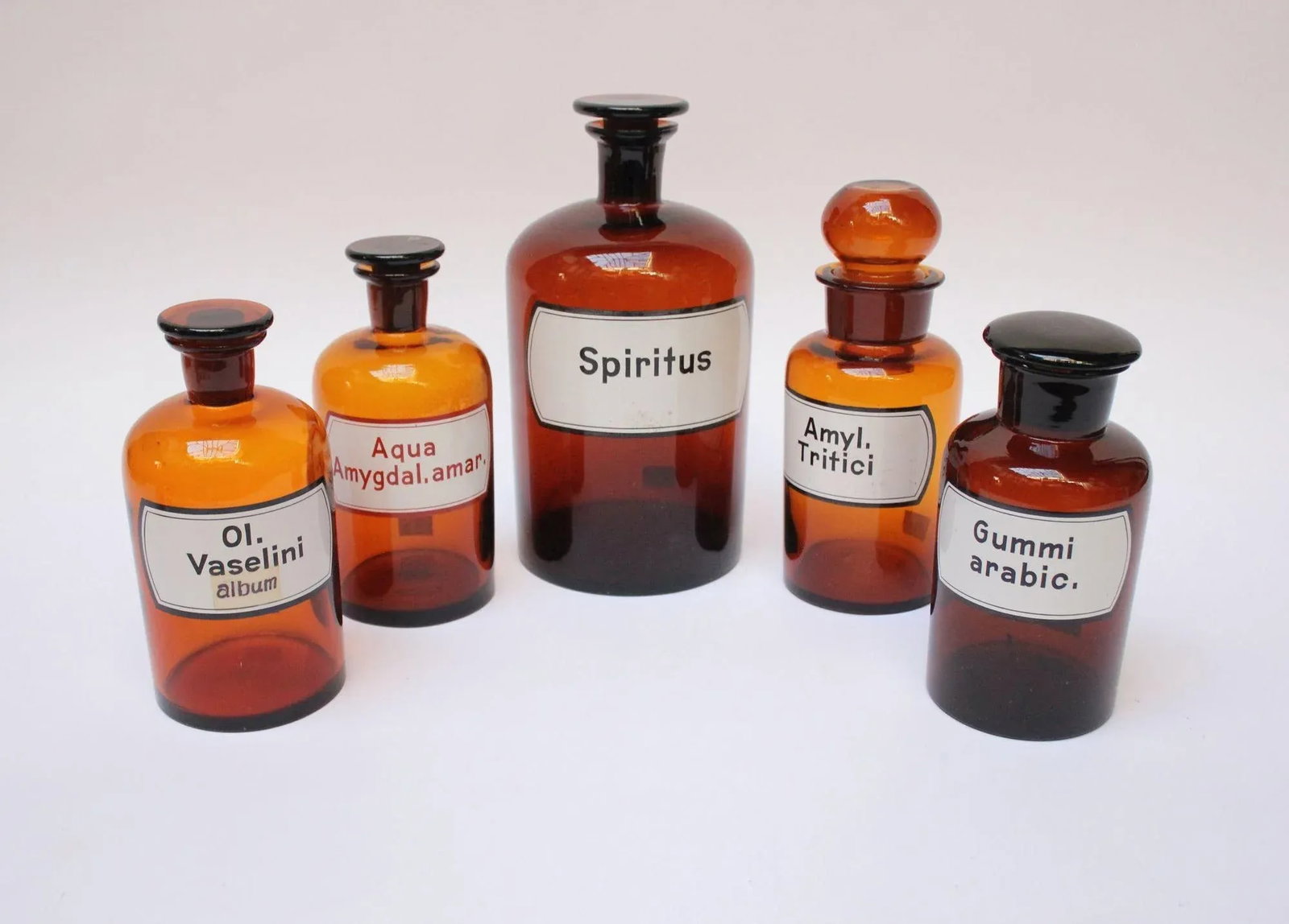Vintage German Amber Glass "Ol. Vaselini" Apothecary Bottle - 5