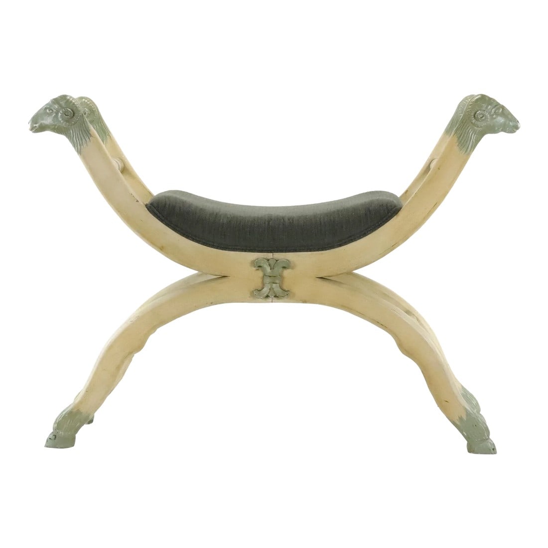 Vintage Henry II Style Statue X Frame Curule Stool: Vintage Henry II Style Statue X Frame Curule Stool.Vintage Henry II Style Statue X Frame Curule Stool. Handcrafted from warm, rich solid wood and finished in the medieval Henry II style, it features a