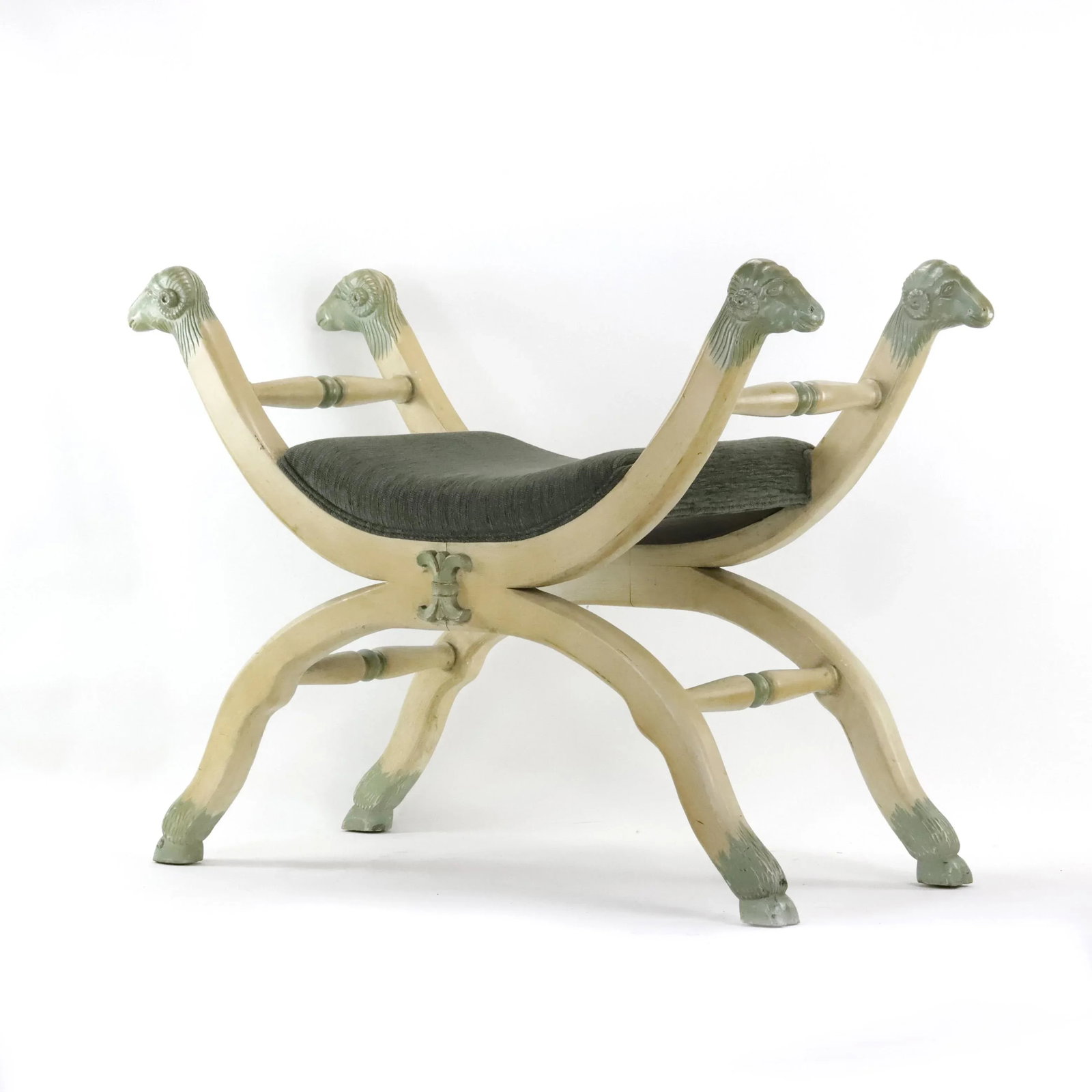 Vintage Henry II Style Statue X Frame Curule Stool - 2