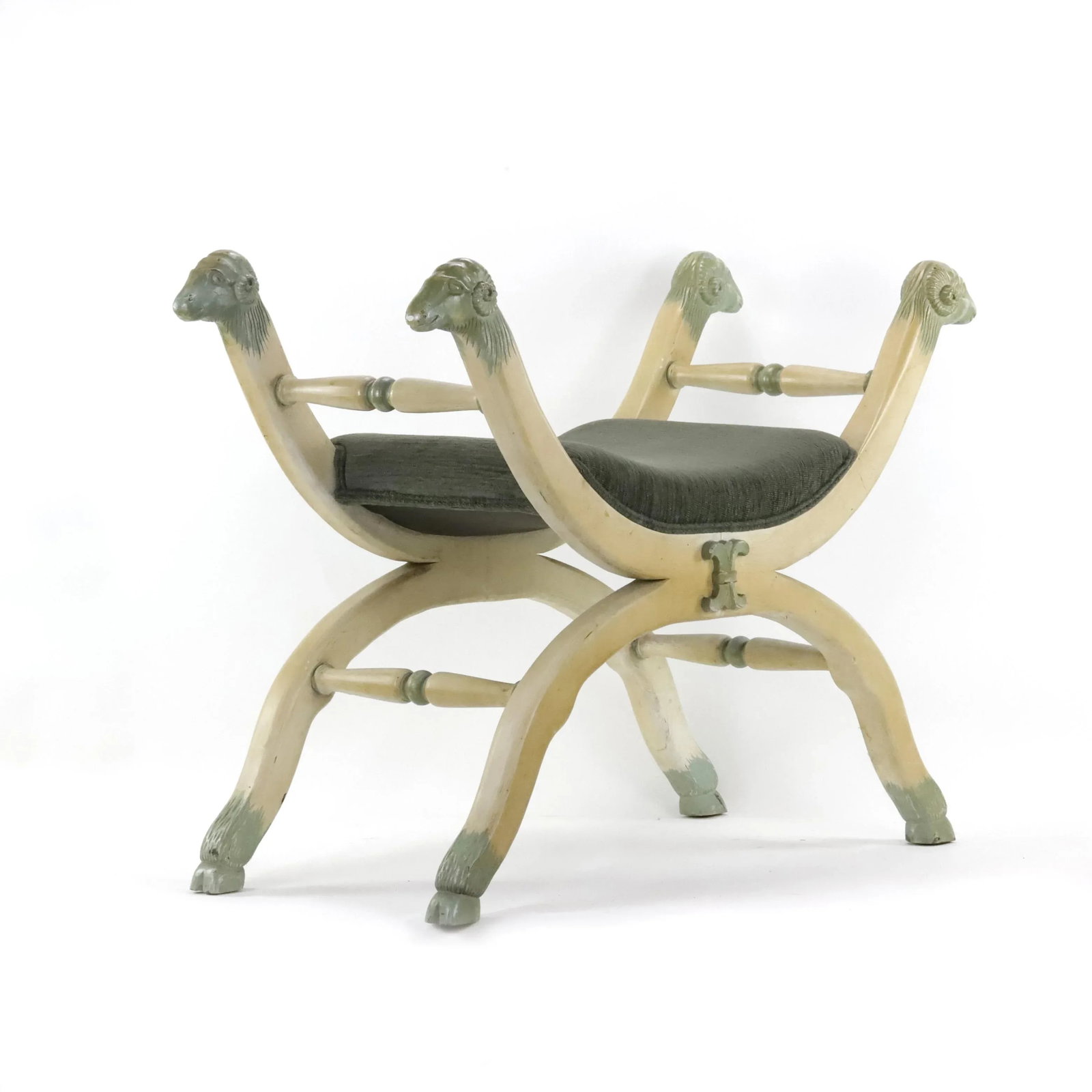 Vintage Henry II Style Statue X Frame Curule Stool - 4
