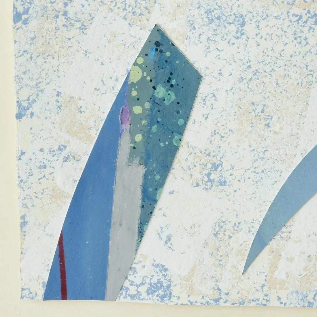 Mixed Media Collage in Blues Framed and Signed - 2