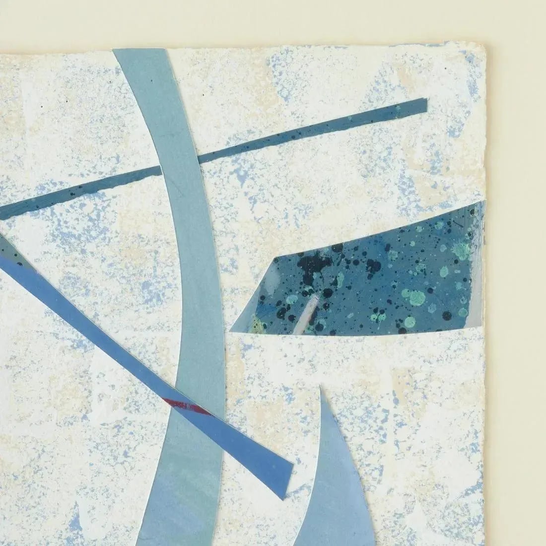 Mixed Media Collage in Blues Framed and Signed - 4