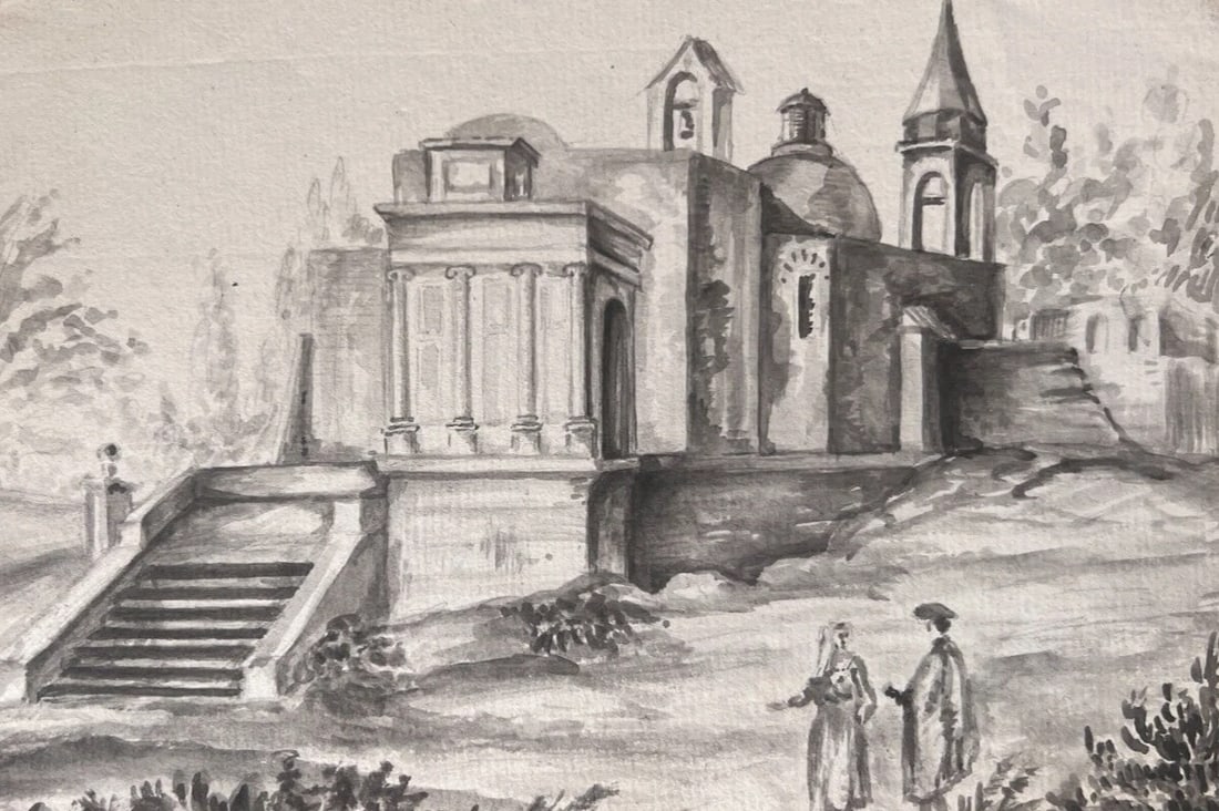 Landscape, People, Building 19th century - Drawing Antique Original: Title: Landscape, People, Building 19th century - Drawing Antique Original Description: Ink on paper 12.5 x 19 cm stains, small cuts Reserve: $80.00 Shipping: Domestic: Flat-rate of $22.00 to anywhere