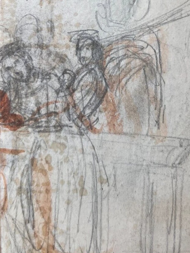 People Life Scene Sketch 19th century - Drawing Antique Original - 7