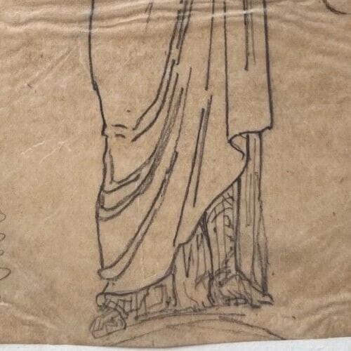 Portrait Woman Book People 19th century - Antique Original Drawing - 5