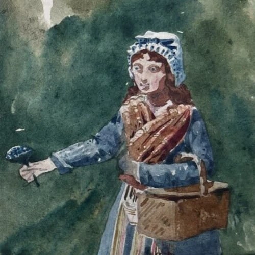 Man Woman Portrait Military 19th century - Antique Original Drawing - 7