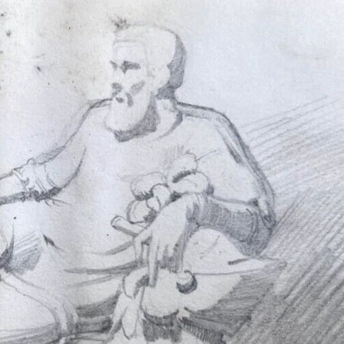 Man Portrait Sculpture - Drawing Antique Original 19th century: Title: Man Portrait Sculpture - Drawing Antique Original 19th century Description: Pencil on paper 20 x 12 cm / 7.87 x 4.72 inches stains, small cuts, laminated on paper Reserve: $50.00 Shipping: Dome