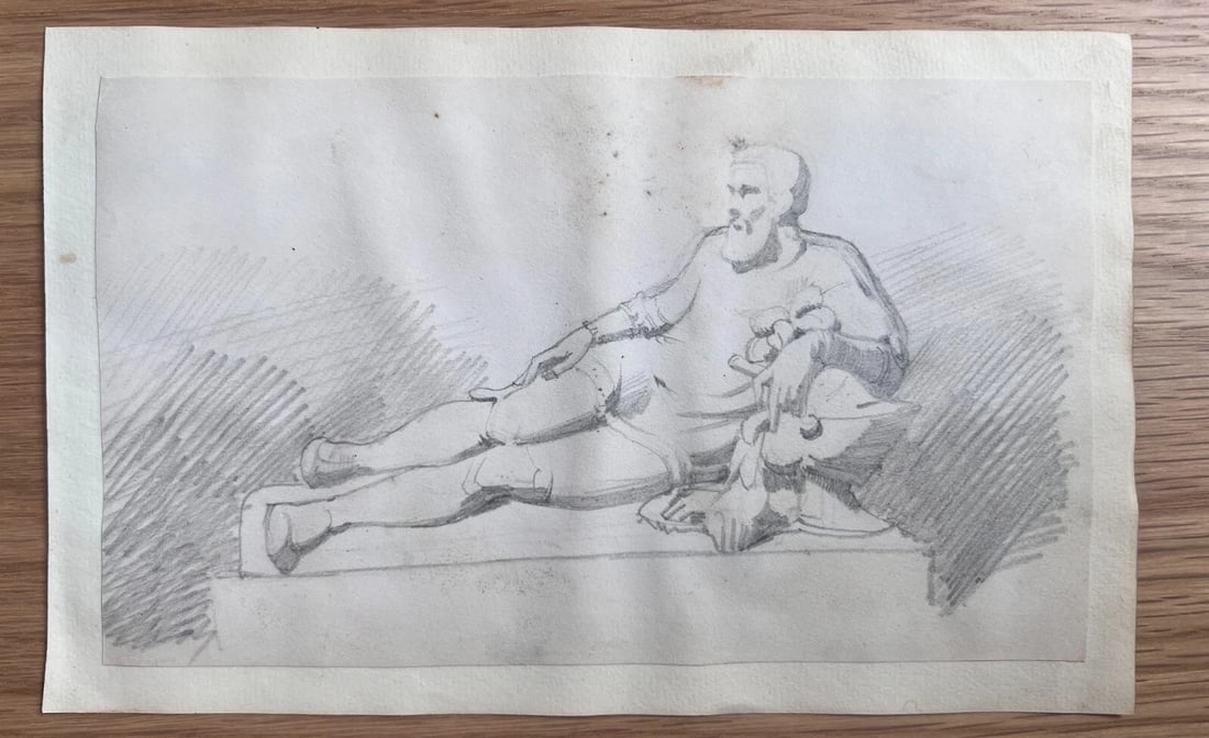 Man Portrait Sculpture - Drawing Antique Original 19th century - 3