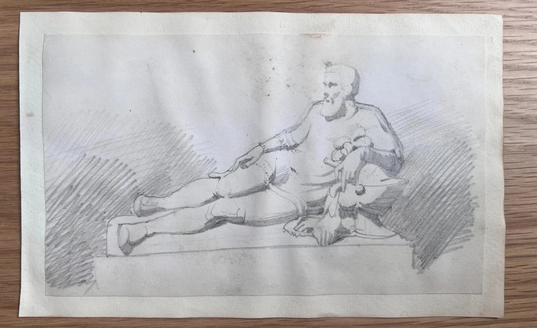 Man Portrait Sculpture - Drawing Antique Original 19th century - 4