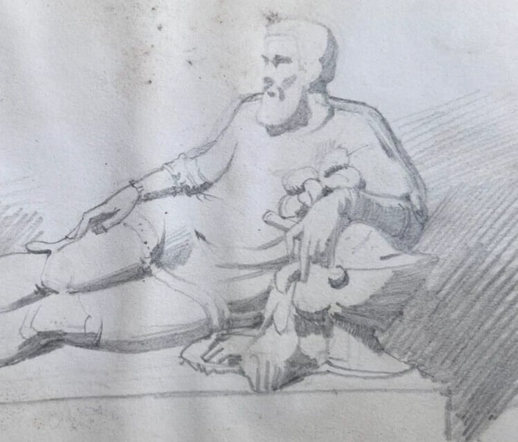 Man Portrait Sculpture - Drawing Antique Original 19th century - 7
