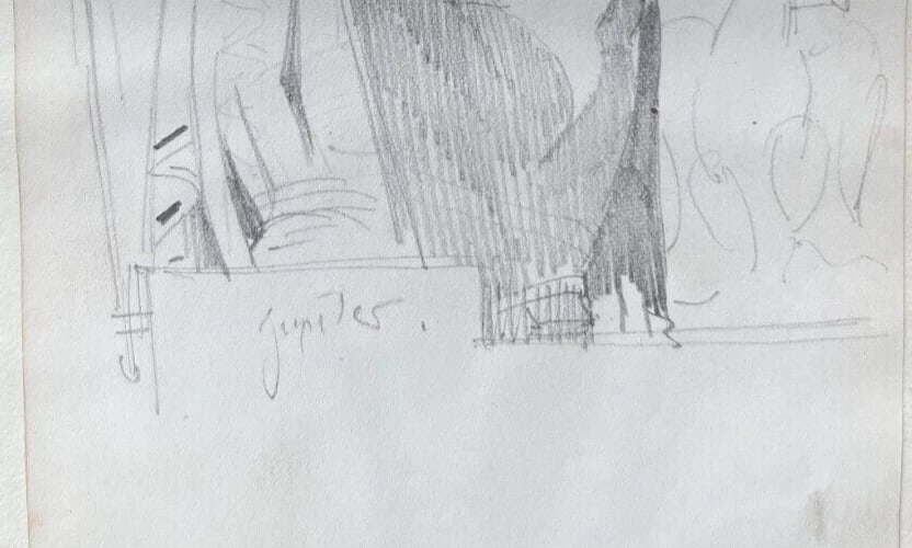 Man Portrait, Jupiter 19th century Antique Original Drawing - 7