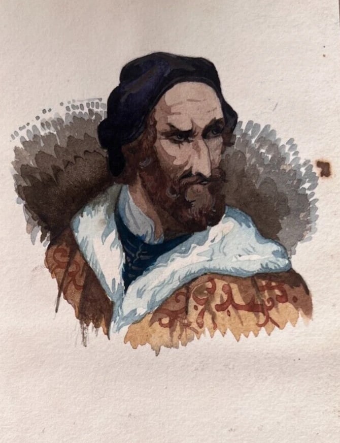 Man Portrait Hat 19th century - Antique Original Drawing: Title: Man Portrait Hat 19th century - Antique Original Drawing Description: Pencil on paper 20 x 12 cm / 7.87 x 4.72 inches stains, small cuts, laminated on paper Reserve: $100.00 Shipping: Domestic: