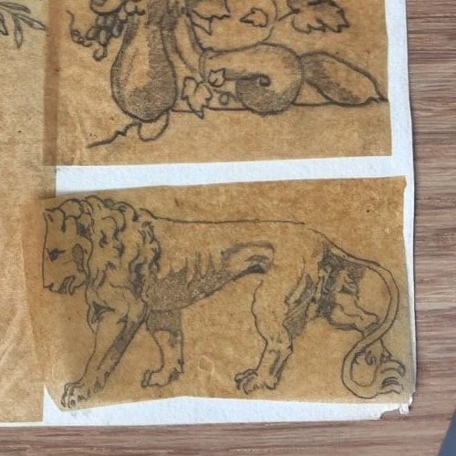 Putti, Angeles, Mythology 19th century Antique Original Drawing - 6