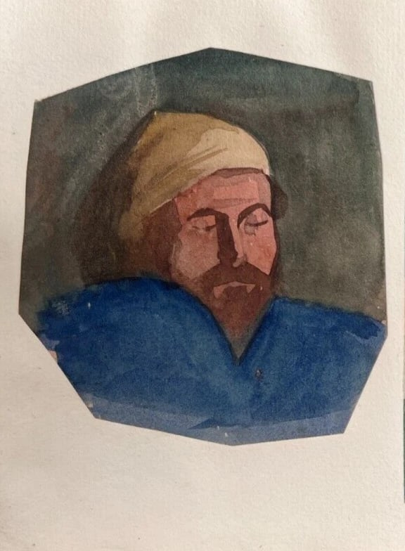 Antique Original Drawing Man Portrait, Architecture 19th century - 3
