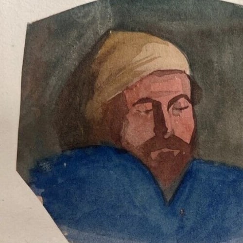 Antique Original Drawing Man Portrait, Architecture 19th century - 6