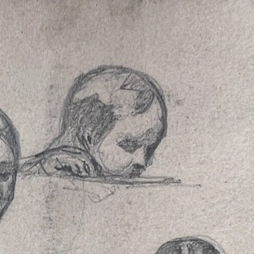 Antique Original Drawing Women, Portrait, People 19th century - 5