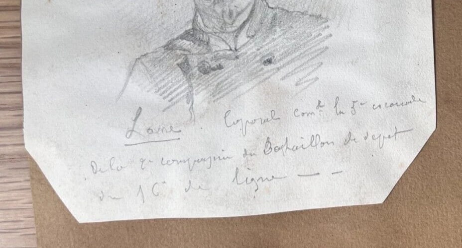 Man Portrait Landscape House - Antique Original Drawing 19th century - 6