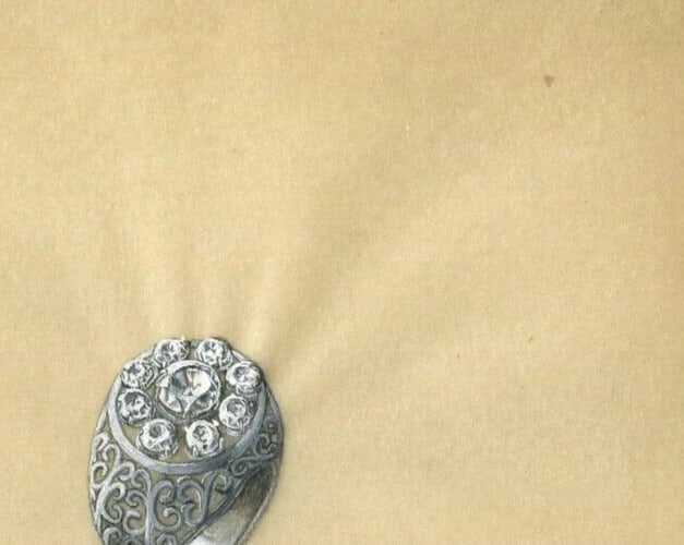 Art Deco Diamond Ring - Vintage Original Jewelry Drawing - 6