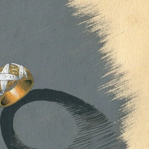Art Deco Diamond Ring - Vintage Original Jewelry Drawing - 5