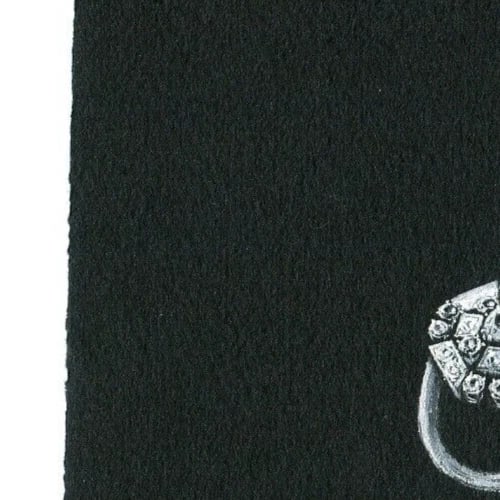 Vintage Original Jewelry Drawing Art Deco Emerald Diamond Ring - 3