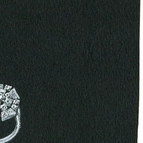 Vintage Original Jewelry Drawing Art Deco Emerald Diamond Ring - 5
